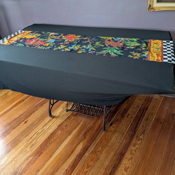 MacKenzie-Childs Botaniste Table Runner Floral Check End Fall Home Decor - Picture 7 of 7